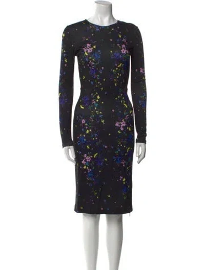 Pre-owned Erdem Floral Print Knee-length Dress In Black