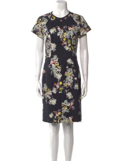 Pre-owned Erdem Floral Print Knee-length Dress In Black