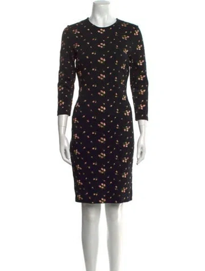 Pre-owned Erdem Floral Print Knee-length Dress In Black