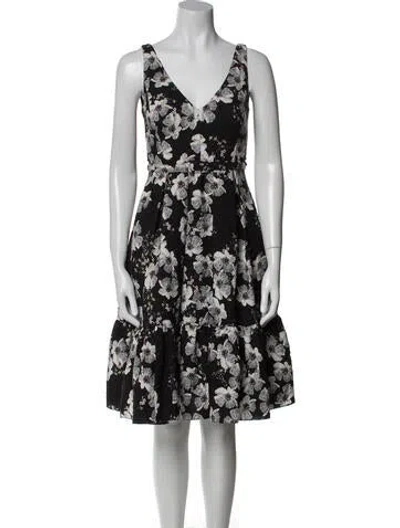 Pre-owned Erdem Floral Print Knee-length Dress In Black