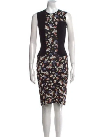Pre-owned Erdem Floral Print Knee-length Dress In Black