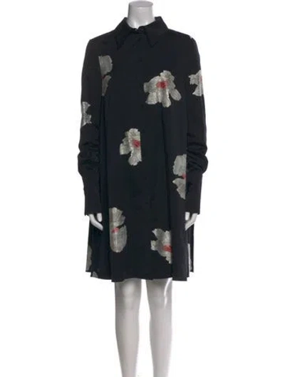 Pre-owned Erdem Floral Print Knee-length Dress In Black