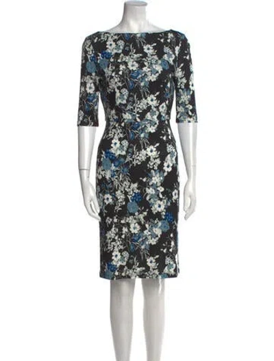 Pre-owned Erdem Floral Print Knee-length Dress In Black