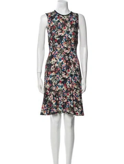 Pre-owned Erdem Floral Print Knee-length Dress In Black