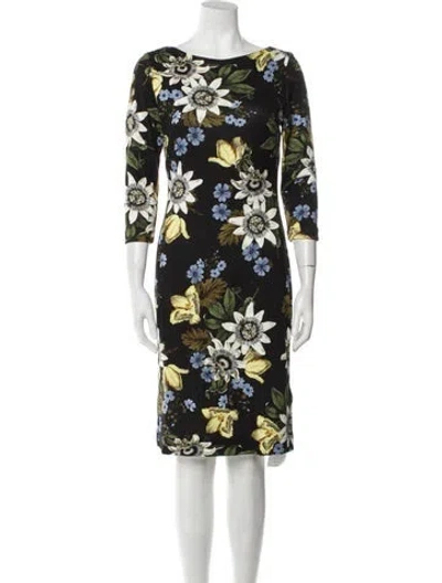Pre-owned Erdem Floral Print Knee-length Dress In Black