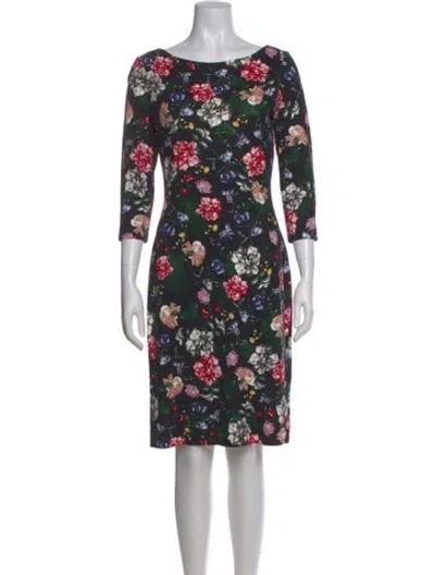 Pre-owned Erdem Floral Print Knee-length Dress In Black