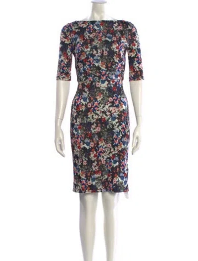 Pre-owned Erdem Floral Print Knee-length Dress In Black
