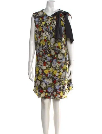 Pre-owned Erdem Floral Print Knee-length Dress In Black
