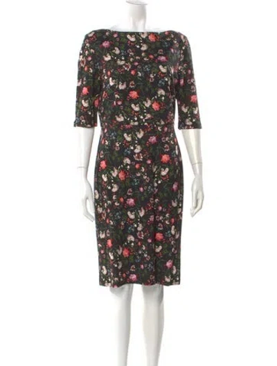 Pre-owned Erdem Floral Print Knee-length Dress In Black