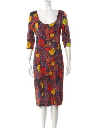Pre-owned Erdem Floral Print Knee-length Dress In Black