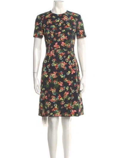 Pre-owned Erdem Floral Print Knee-length Dress In Black