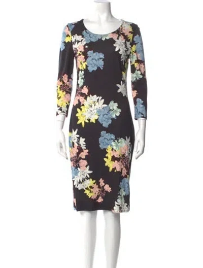 Pre-owned Erdem Floral Print Knee-length Dress In Black