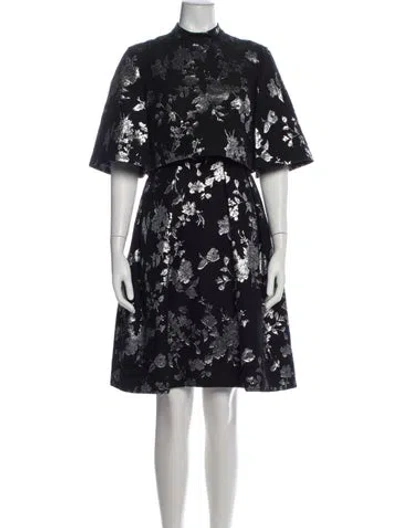 Pre-owned Erdem Floral Print Knee-length Dress In Black