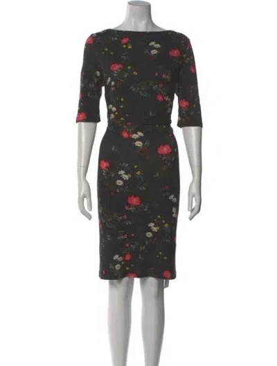 Pre-owned Erdem Floral Print Knee-length Dress In Black