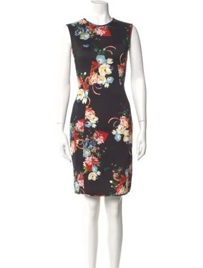 Pre-owned Erdem Floral Print Knee-length Dress In Black