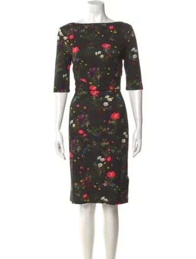 Pre-owned Erdem Floral Print Knee-length Dress In Black