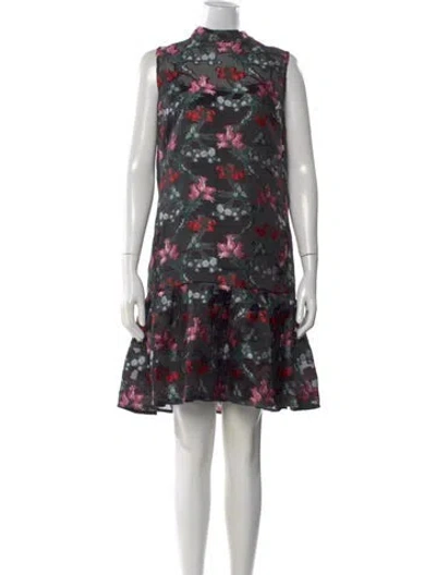 Pre-owned Erdem Floral Print Knee-length Dress In Black