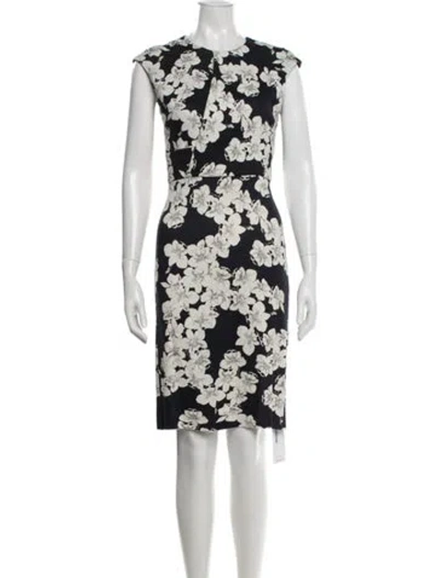 Pre-owned Erdem Floral Print Knee-length Dress In Black