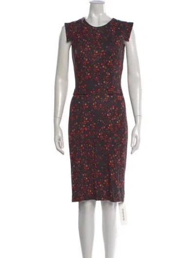 Pre-owned Erdem Floral Print Knee-length Dress In Black