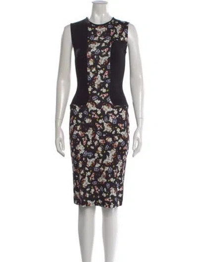 Pre-owned Erdem Floral Print Knee-length Dress In Black