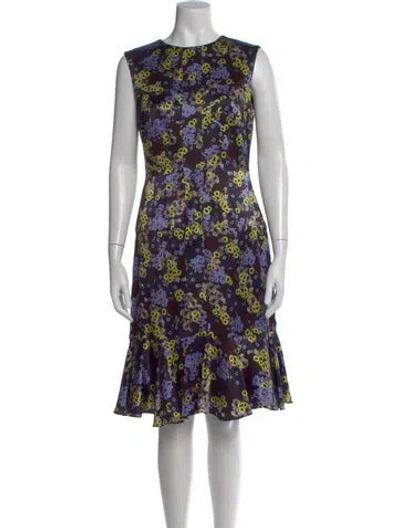 Pre-owned Erdem Floral Print Knee-length Dress In Black