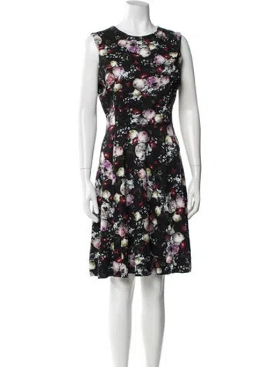 Pre-owned Erdem Floral Print Knee-length Dress In Black