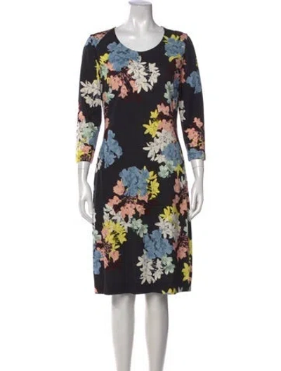 Pre-owned Erdem Floral Print Knee-length Dress In Black