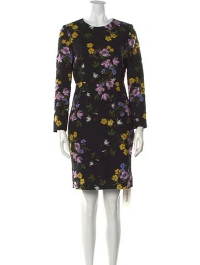 Pre-owned Erdem Floral Print Knee-length Dress In Black