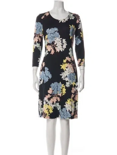 Pre-owned Erdem Floral Print Knee-length Dress In Black