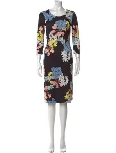 Pre-owned Erdem Floral Print Knee-length Dress In Black