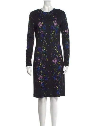 Pre-owned Erdem Floral Print Knee-length Dress In Black
