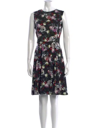 Pre-owned Erdem Floral Print Knee-length Dress In Black