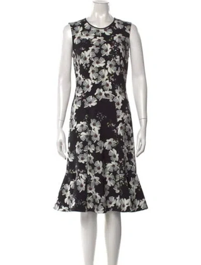 Pre-owned Erdem Floral Print Knee-length Dress In Black