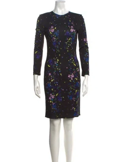 Pre-owned Erdem Floral Print Knee-length Dress In Black