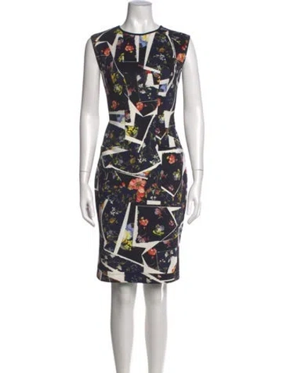 Pre-owned Erdem Floral Print Knee-length Dress In Black