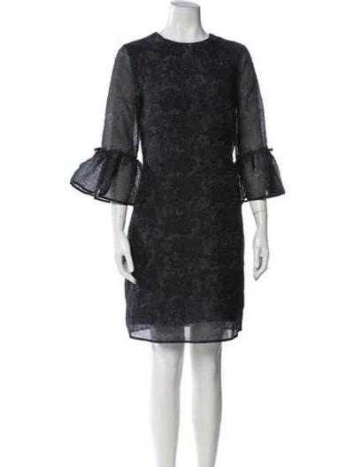 Pre-owned Erdem Floral Print Knee-length Dress In Black