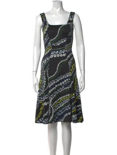 Pre-owned Erdem Floral Print Knee-length Dress In Black