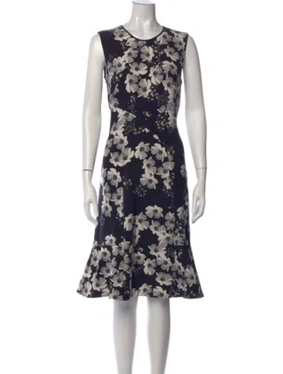 Pre-owned Erdem Floral Print Knee-length Dress In Black