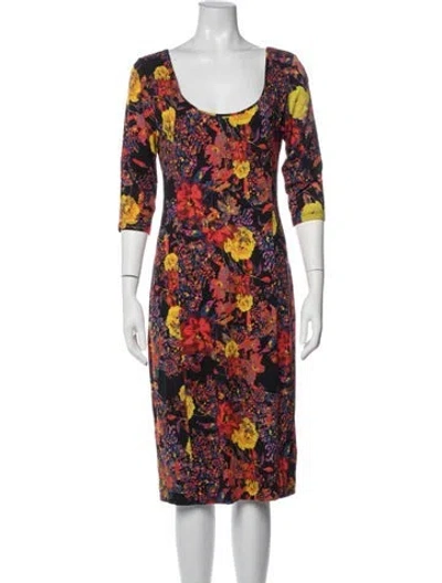 Pre-owned Erdem Floral Print Knee-length Dress In Black