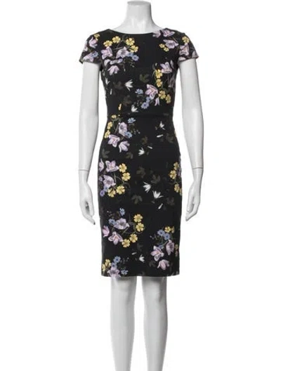 Pre-owned Erdem Floral Print Knee-length Dress In Black