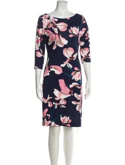 Pre-owned Erdem Floral Print Knee-length Dress In Blue