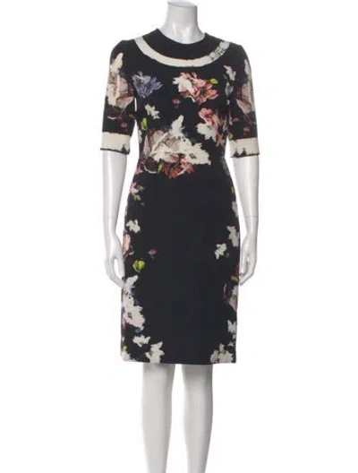 Pre-owned Erdem Floral Print Knee-length Dress In Blue