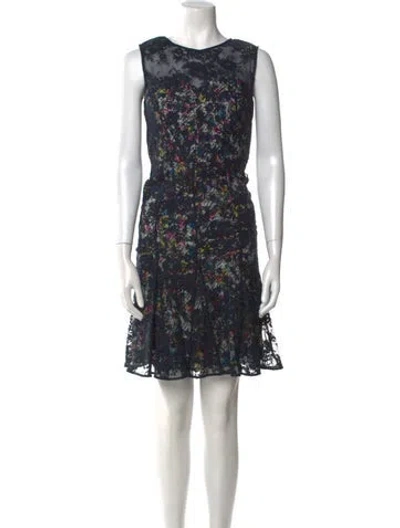 Pre-owned Erdem Floral Print Knee-length Dress In Blue