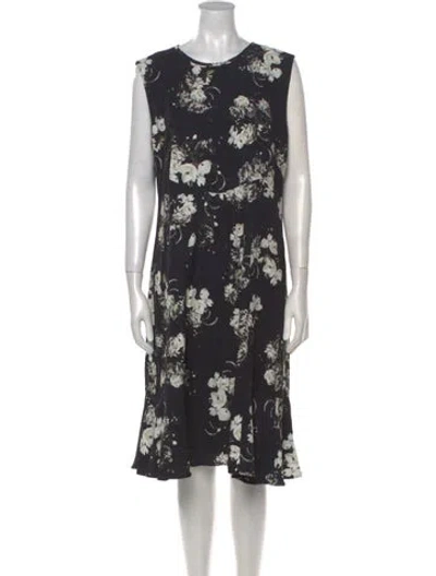 Pre-owned Erdem Floral Print Knee-length Dress In Blue