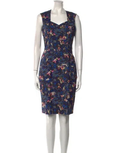 Pre-owned Erdem Floral Print Knee-length Dress In Blue