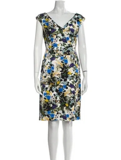 Pre-owned Erdem Floral Print Knee-length Dress In Blue