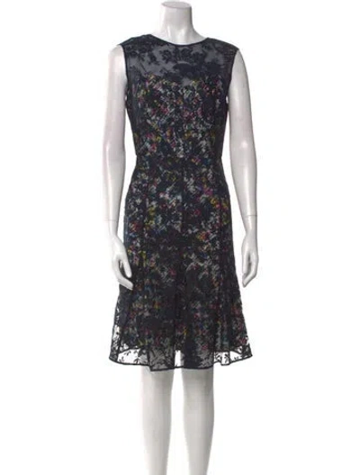 Pre-owned Erdem Floral Print Knee-length Dress In Blue