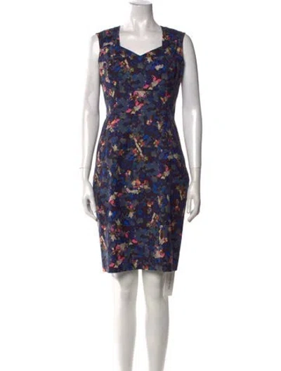 Pre-owned Erdem Floral Print Knee-length Dress In Blue