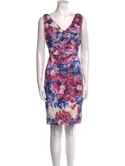Pre-owned Erdem Floral Print Knee-length Dress In Blue