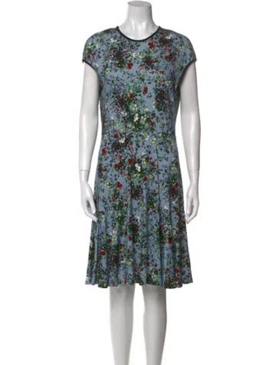 Pre-owned Erdem Floral Print Knee-length Dress In Blue